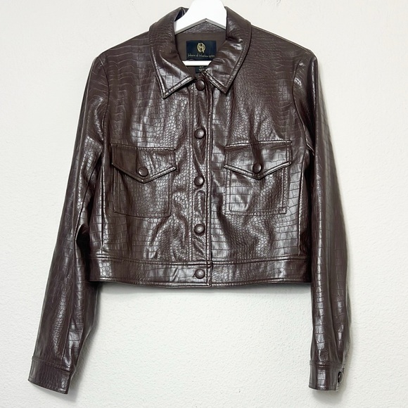 House of Harlow 1960 Jackets & Blazers - House of Harlow 1960 Faux Leather Brown Crop Jacket
